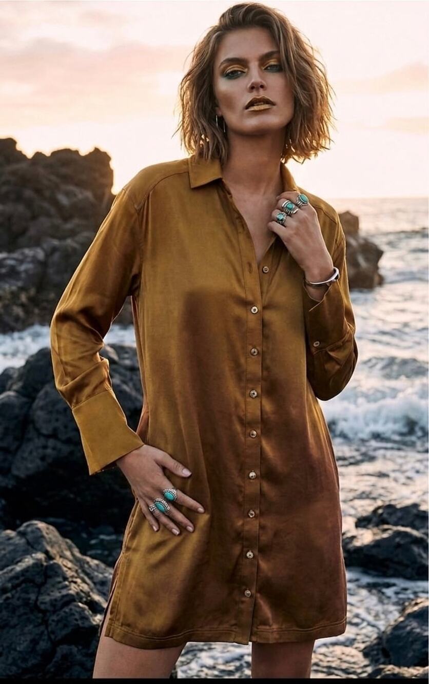 NWT❤️PILCRO LONG-SLEEVE SILKY MINI DRESS sz4